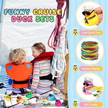 Silipull 72 Pcs Duck Tag Cruise Kit Includes 24 Pcs Mini Cruising Rubber Ducks 24 Sheets Tags 24 Elastic Rubber Bands for Cruisi