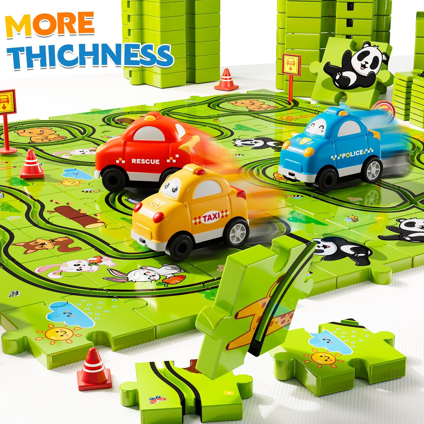 Beby Buty 64 Pcs Puzzle Race Track Car Set Toys For Kids Boys, Puzzle Tracks Car Toys For Boys Ages 3-5 4-6, Toddler Toys Gifts