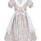 FCCAM Colonial Costume Girls with Mob Cap Floral Pioneer Prairie Dress 1800s American Costume Pink L age over 4 years old