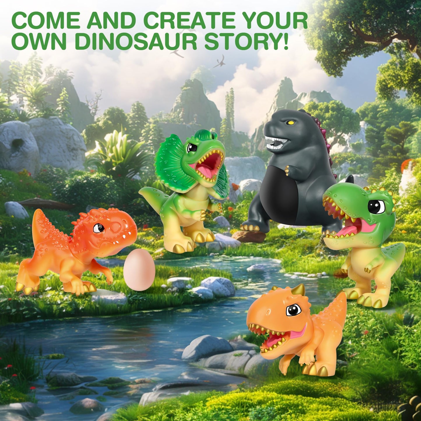 Ykanzz Dinosaur Toys For Kids 3-5, Plastic Dino Toy Set For Boys Age 4-7, 11 Soft Small Dinosaur Figures & 1 Egg, Series Of Dino