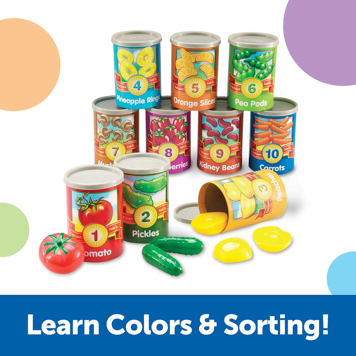 Learning Resources One To Ten Counting Cans - 65 Pieces, Ages 3+ Toddler Learning Toys, Preschool Pretend Play Toys, Supermarket