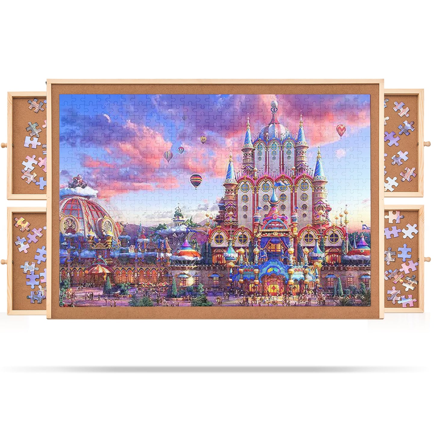 Qiqidog 1000 Pieces Puzzle Board With 4 Drawers And Cover, 22''X30'' Wooden Jigsaw Puzzle Table For Adults, Portable Puzzle Orga
