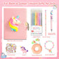 Unicorn Gifts for Girls 5 6 7 8 9 10+ Years Old,Birthday Gift Box Set for Girls,Unicorn Basket with Kids Earbuds,Girls Shiny Uni