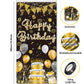 GYA 3x6ft Black Gold Birthday Door Banner Glitter Sequin Happy Birthday Background Cake Balloons Gifts Backdrops Girl Boy Men Wo