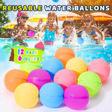 Beikeetoo 12Pack Reusable Water Balloons, Dopamine Color Waters, Summer Toys For Kids Ages 4-8 & 8-12, Quick Fill Outdoor Toys F