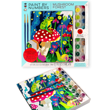 Bright Stripes Paint by Numbers Kit for Kids: Easy to Follow Paint by Numbers Canvas with Frame Kids Paint Kit (Frog & Mushroom)