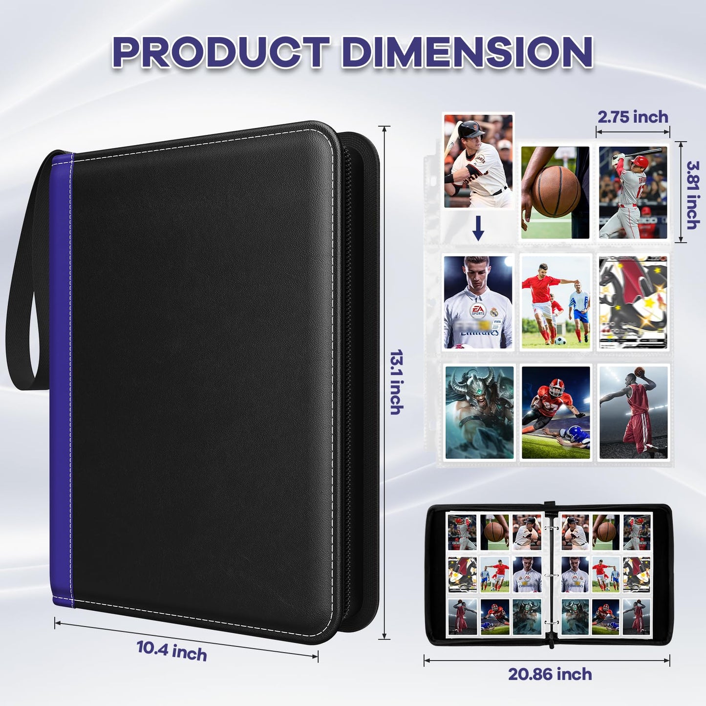 Trading Card Binder with Sleeves  9 Pocket Trading Card Binder enhanced 720 Double Sided Pocket PU Card Collection Binder  Collectible Card Albums Card Folder for MTG  TCG  Sports Cards  Game Cards