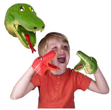 Snap Attack - Snake From Deluxebase, Stretchy Hand Puppets With Movable Mouth For Kids, Interactive Animal Puppet Toy For Imagin
