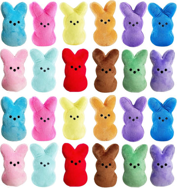 24Pcs Easter Stuffed Bunny Plush Toys,Easter Bunny Bulk Stuffed Animals Plushie,Easter Basket Stuffers Egg Fillers