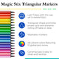 The Pencil Grip Magic Tri Stix Markers Set, 48 Assorted Colors, Non-Toxic, Washable, Includes 12 Global Skin Tone Markers, TPG-390