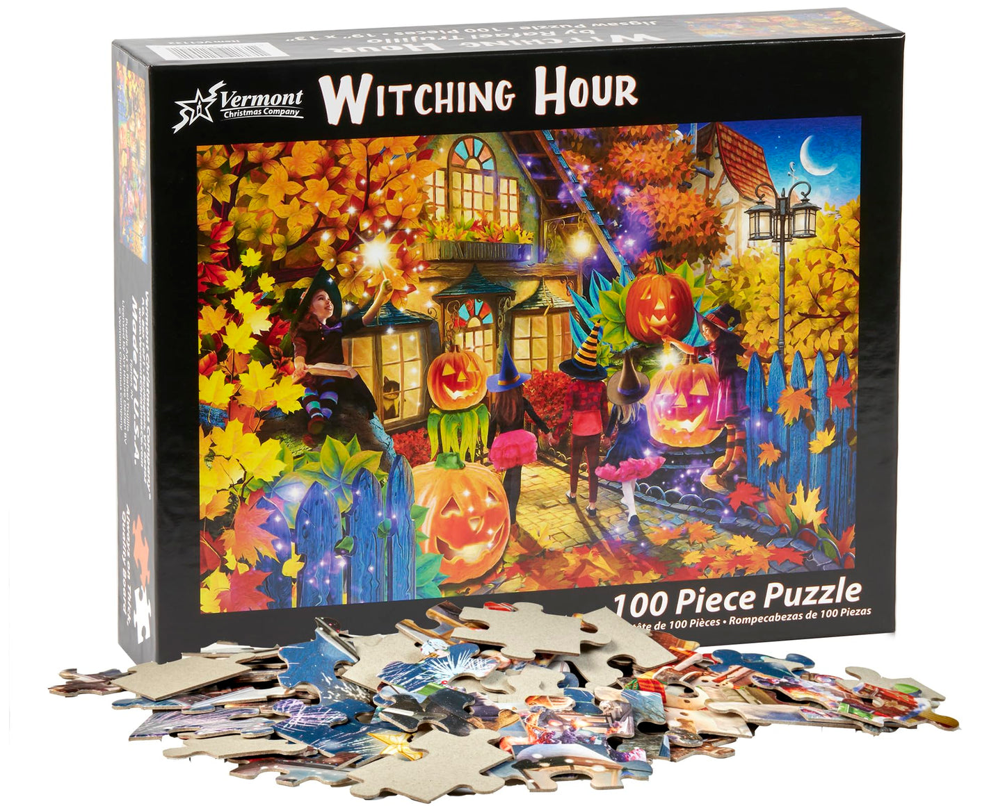 Vermont Christmas Company Witching Hour Jigsaw Puzzle 100 Piece, Large Pieces Perfect For Kids And Seniors