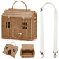 Wettarn Handmade Rattan Doll House Rattan House Shape Shoulder Bag Wicker Basket With Lid For Doll Toys Storage Basket Small Dol