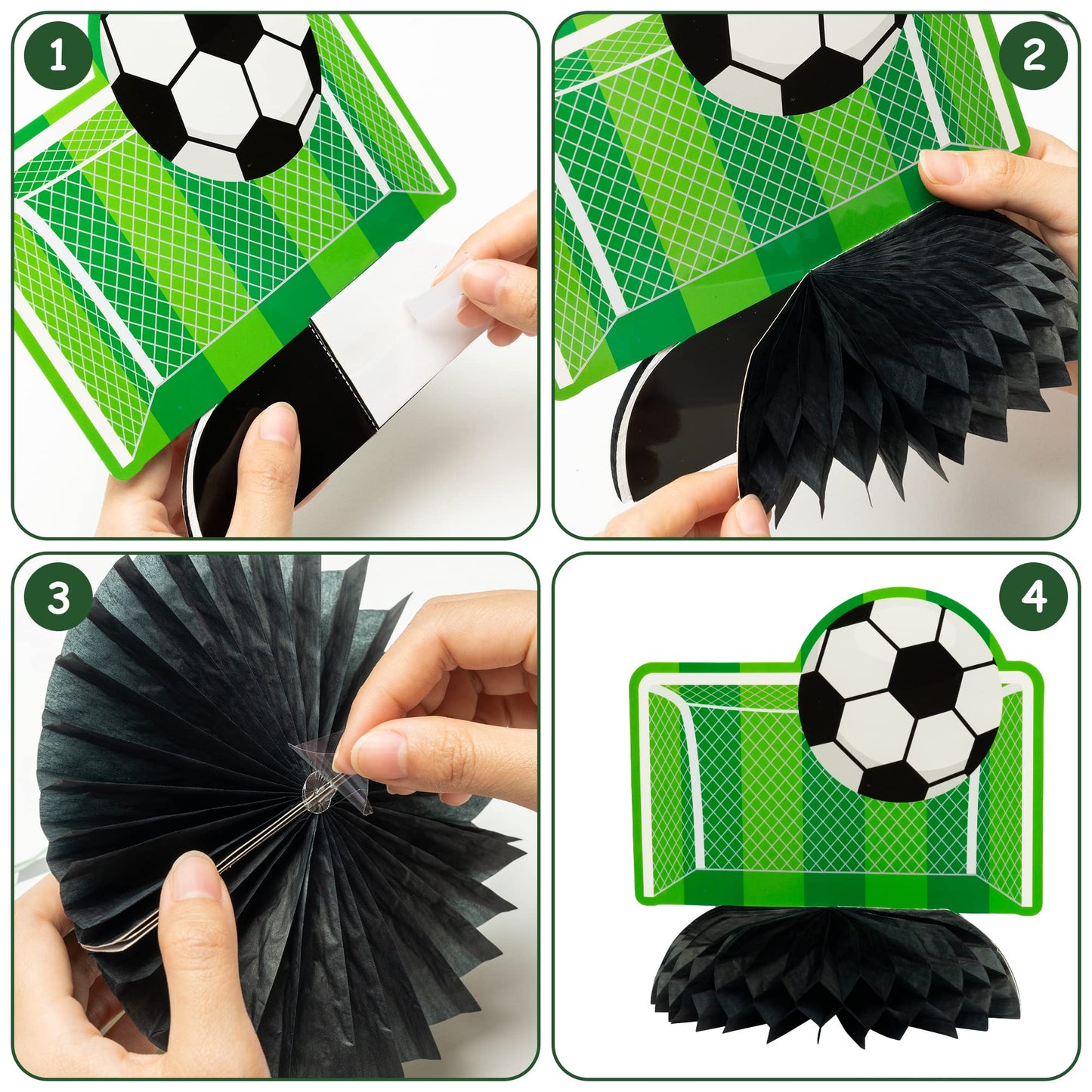 ANGOLIO 12PCS Black White Soccer Ball Honeycomb Decorations - 3D Football Theme Party Centerpieces for Kids Birthday, Table Topp