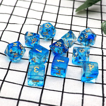 Haxtec 11 Piece Dice Set Extra D6 D20 Compatible with Dungeons and Dragons 5e RPG Games-Blue Cloud