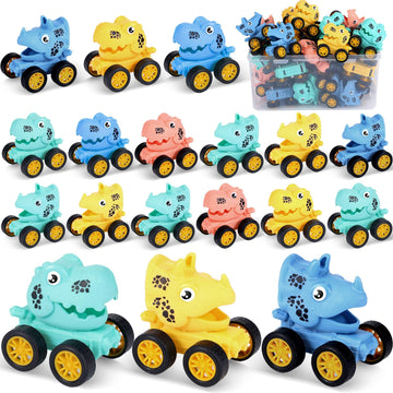 18 Pcs Mini Dinosaur Pull Back Cars For Kids Racing Vehicles Toys With Storage Box Bulk Children Dino Cars Party Favors Supplies