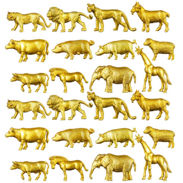 Deekin 24 Pcs Gold Plastic Animal Figurines Toys Zoo Safari Animal Figures Safari Animals Figurines Decor Mini Jungle Animal Cak
