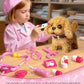 2 Plush Pets Cat & Dog, 36-Piece Vet Doctor Kit for Kids - Toddler Veterinarian Playset with Costume, Doctor and Dental Tools -