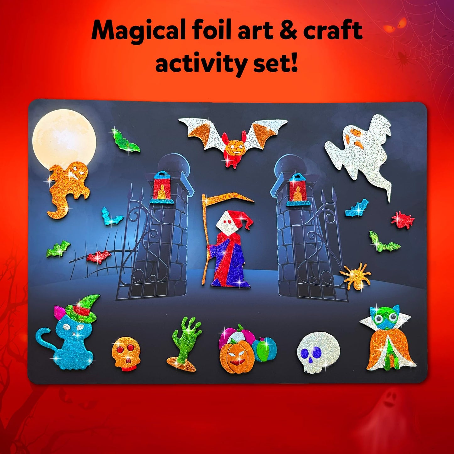 Skillmatics Foil Fun - Halloween, No Mess Art for Kids, Craft Kits, DIY Creative Party Activity, Trick or Treat, Gifts for Girls