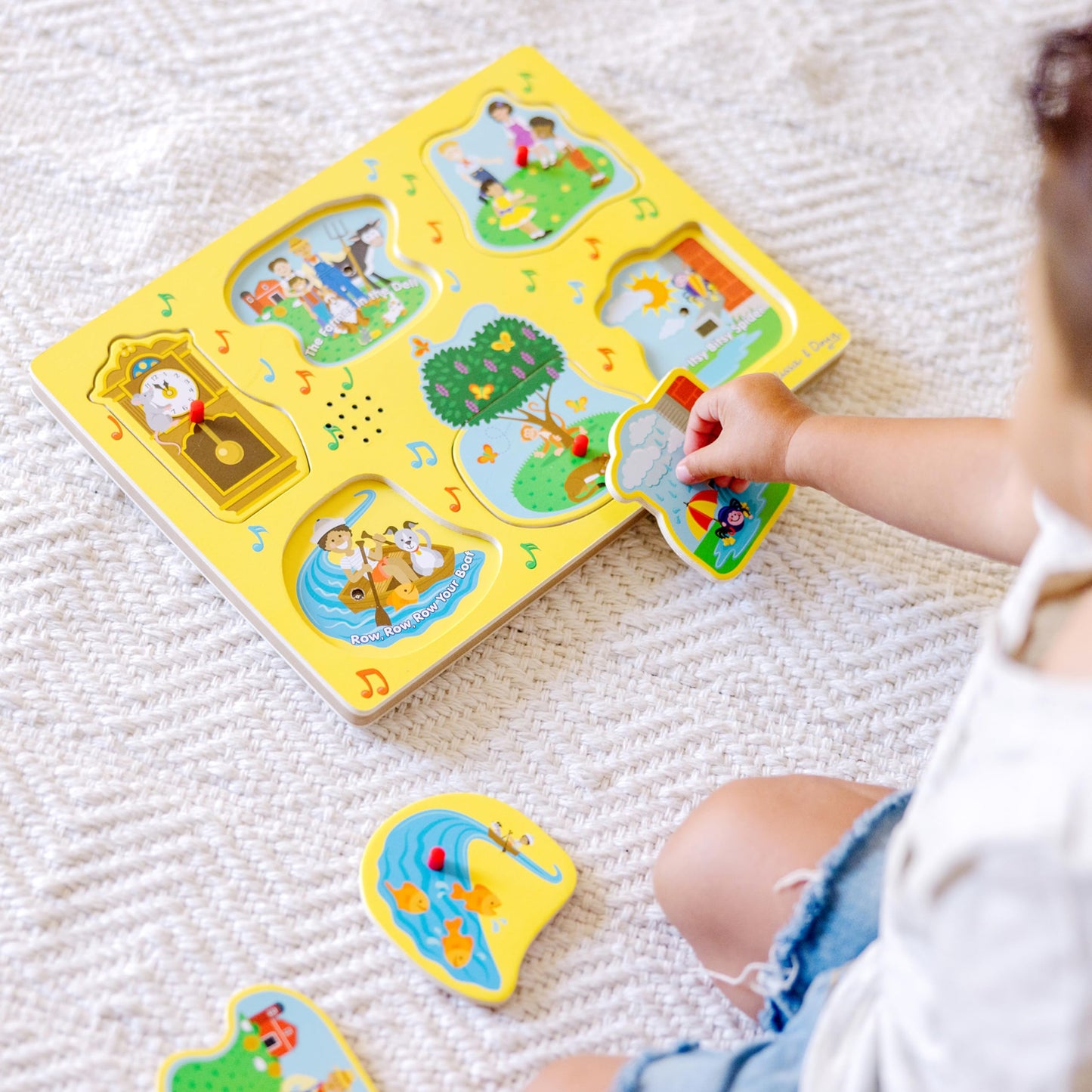 Melissa & Doug Sing-Along Nursery Rhymes Sound Puzzle - Wooden Peg Puzzle (8 Pcs)