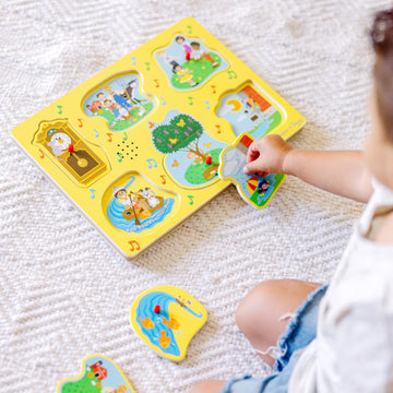 Melissa & Doug Sing-Along Nursery Rhymes Sound Puzzle - Wooden Peg Puzzle (8 Pcs)