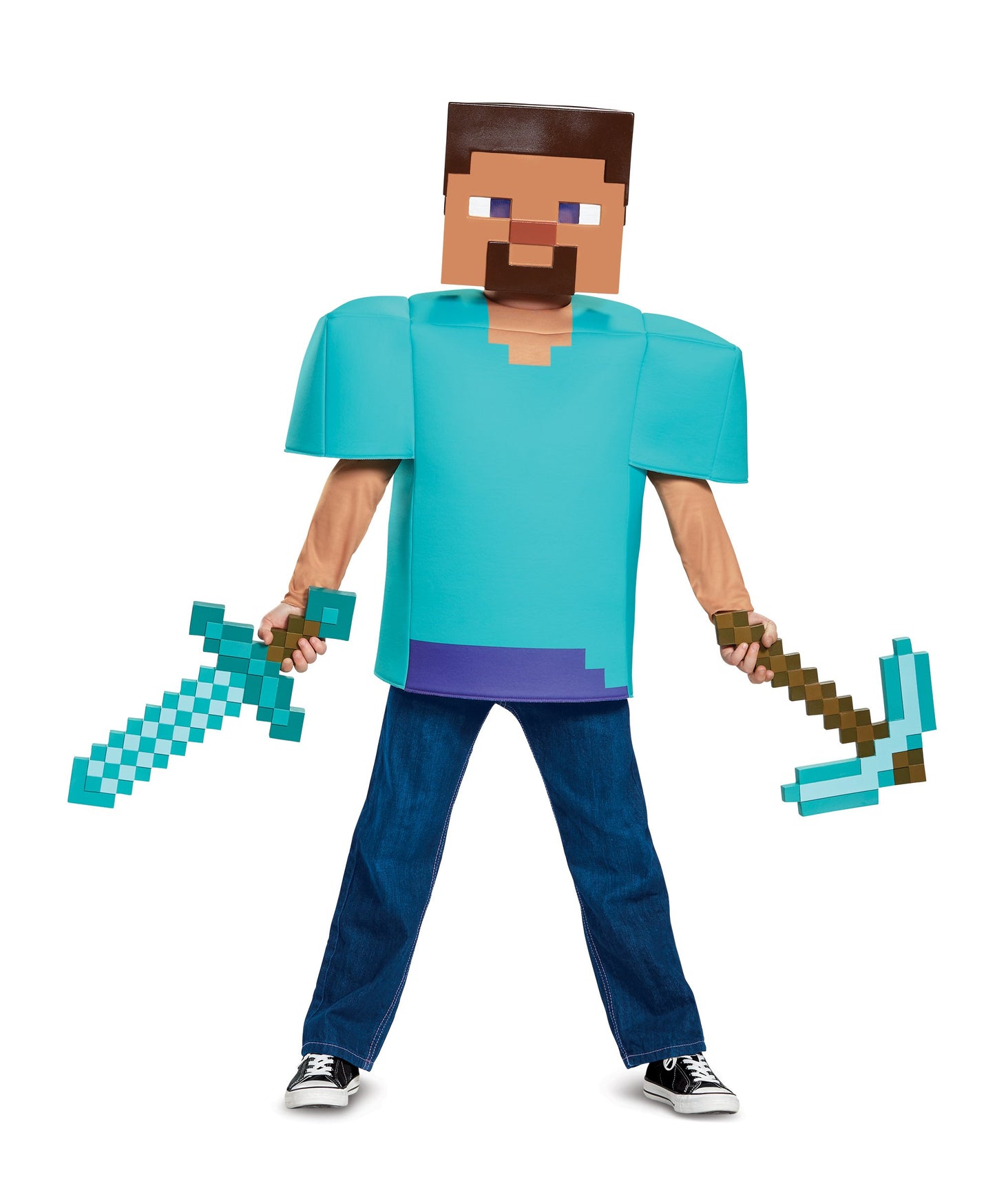 Steve Classic Minecraft Costume, Multicolor, Large (10-12)