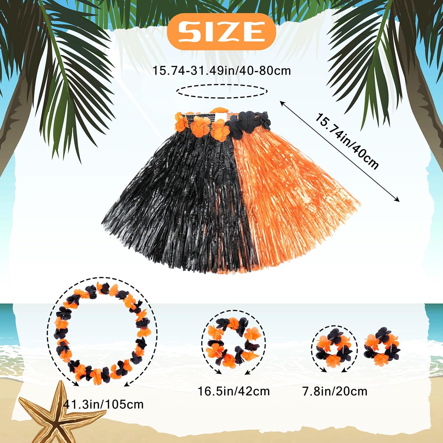 Fortuning'S Jds Girl'S Hawaiian Hula Grass Skirt For Party Outfits Kids Flowers Costume For Luau Tropical Beach Party Decor