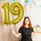 19Th Birthday Laser Gold Balloons, Large Foil Number 19 Balloons For Women Graduation Decor, 40 Inch Self Inflating Globos Dorad