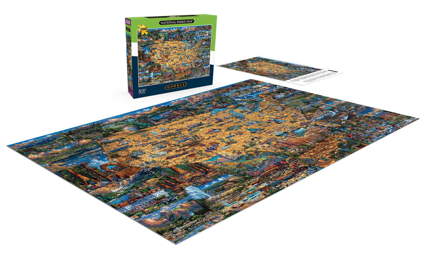 Buffalo Games 2000 Piece Jigsaw Puzzle - National Parks Map, Multicolor, Large Size, Model 2340, Perfect for Game Nights