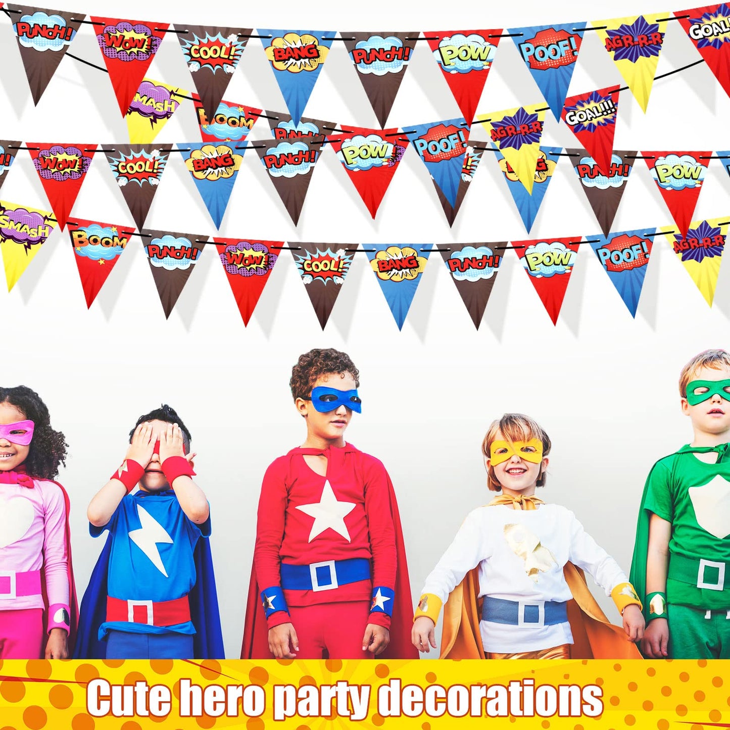 Breling Hero Birthday Party Banner Hero Birthday Party Decorations Hero Paper Pennant Banner Garland Decor for Kids Boys Birthda