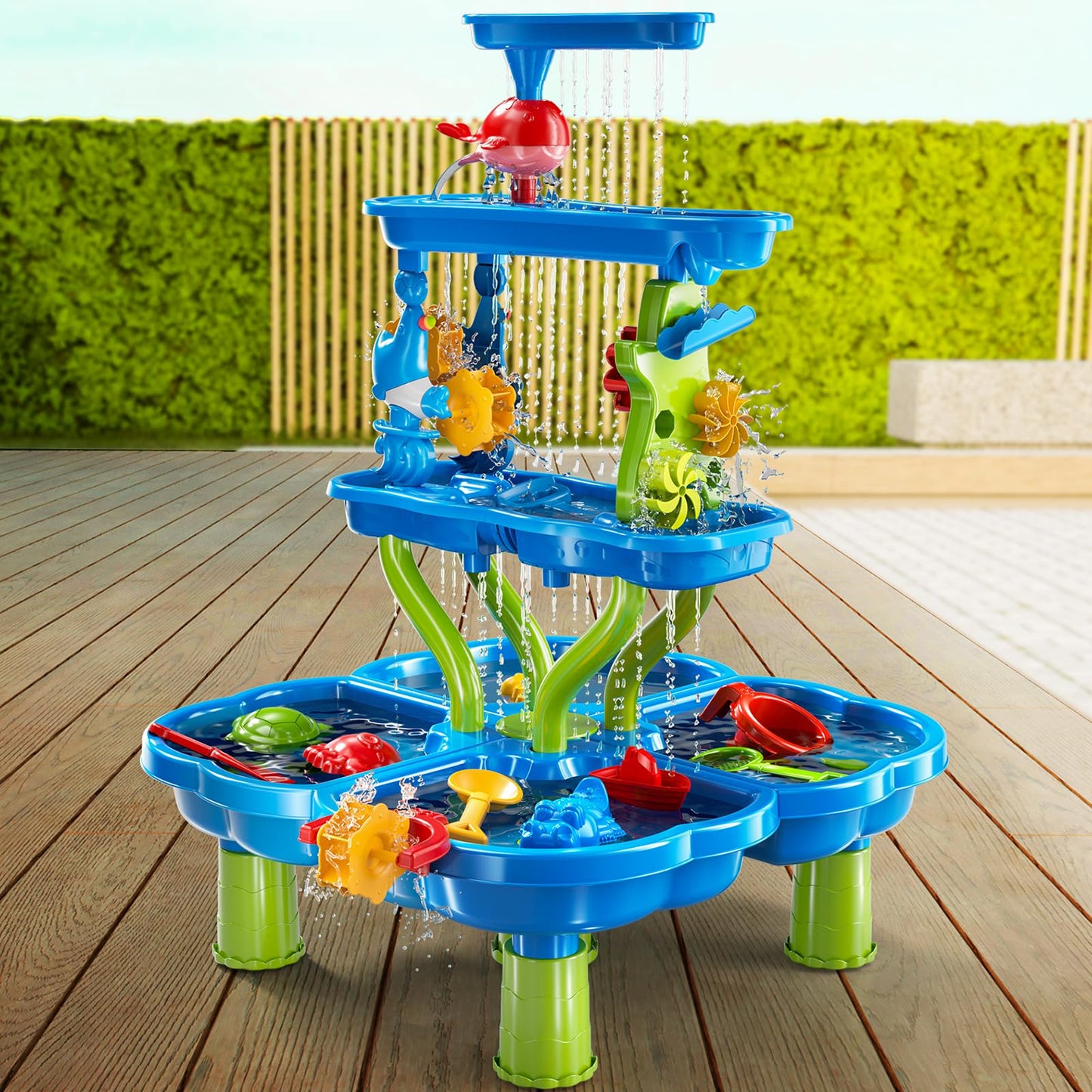 4 -Tier Kids Water Play Table For Kids Toddlers 3-5 4-8, Sand And Water Table With Rich Activity Set, Water And Sand Sensory Act