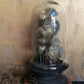 Creative Co-Op Decorative Multicolor Tin Sacred Hearts on Wood Pedestal with Glass Cloche - Unique Home Decor Accent