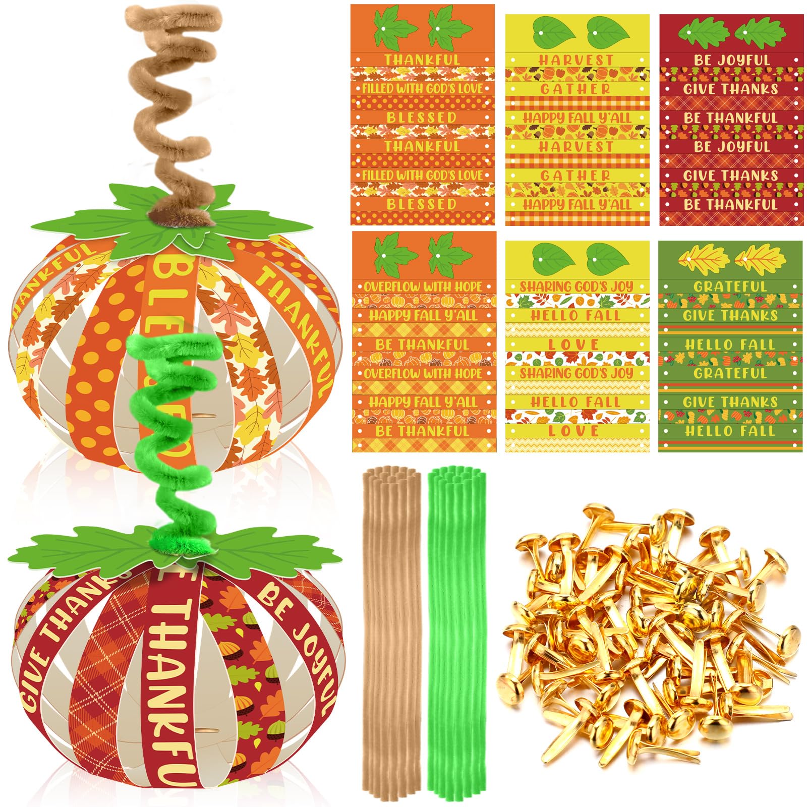 Mooliwe 30 Set Fall Pumpkin Crafts Bulk Religious Christian Craft Kit DIY Autumn Paper Fall Tree Ornaments for Thanksgiving Hall