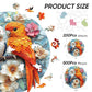 Wooden Puzzles for mature-themeds  Parrots Flower Wooden Jigsaw Puzzles 200pcs  10.9x11.2in Medium Unique Shape Animal mature-themed Puzzles  Irregular Wood Puzzles Creative Gift for mature-themeds and Kids Family Game