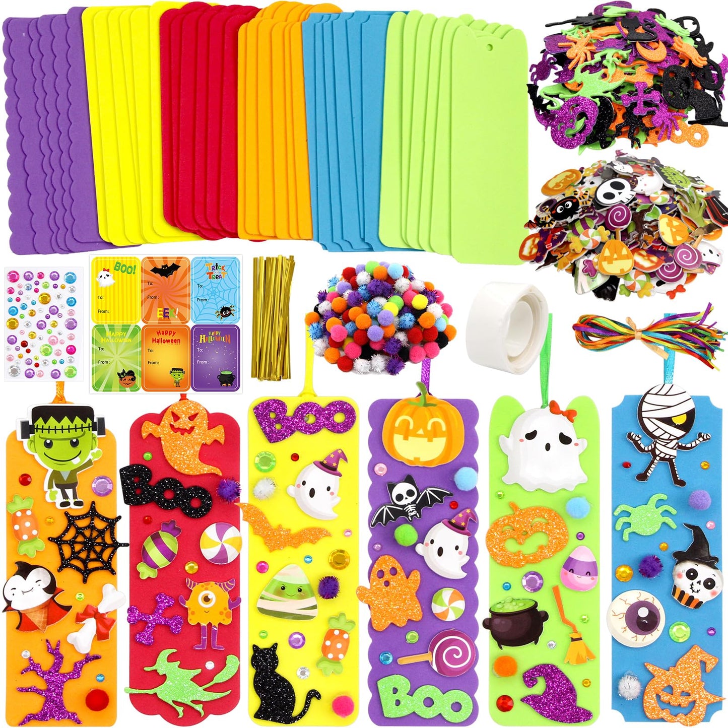 36 Sets Halloween Crafts for Kids Foam DIY Halloween Bookmarks Craft Kit Halloween Party Favors for Kids Classroom Activities