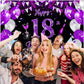 Purple 18Th Birthday Decoration Banner For Girls Large Black Purple Silver Happy 18Th Birthday Banner Purple And Black 18Th Background For 18Th Birthday Anniversary Party Supplies