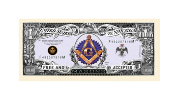 American Art Classics Freemason - Masonic Million Dollar Bill - Limited Edition Collectible Novelty Dollar Bill In Currency Holder Protector - Best Gift Or Keepsake For Masons