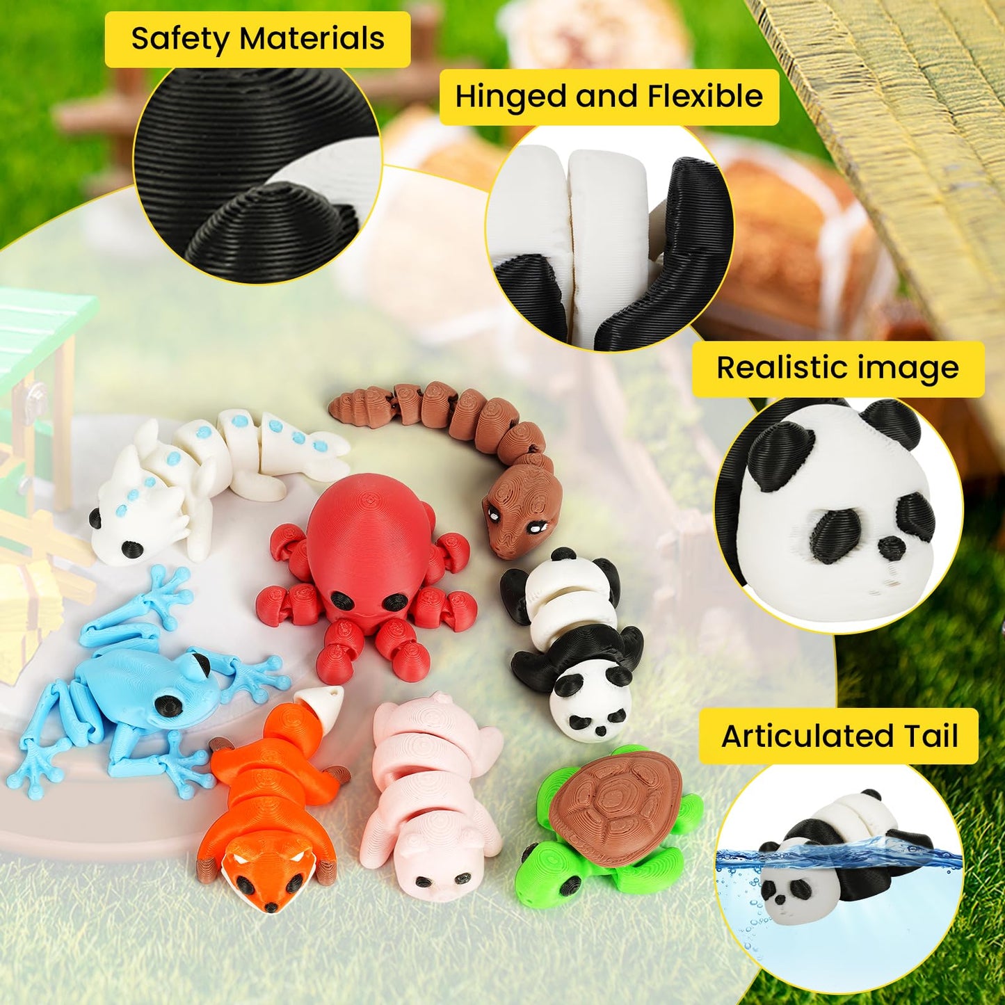 Shuwnd Mini Animals Figures Set,3D Printed Little Animals Articulated Flexible Fidget Toy,Tiny Animals Figurines Exquisite Cute Pet Toy,Miniature Figurines Articulated Flexible Fidget Toy (8Pc)