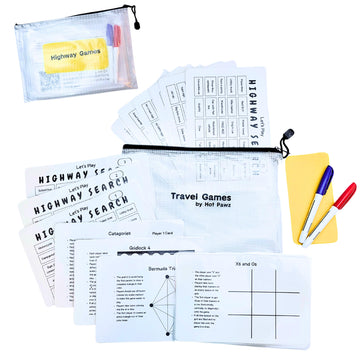 Travel Games For Families: Highway Game, 36 Unique Games, Reusable Laminated Cards With Dry Erase Markers, Kid Scavenger Hunt Ga