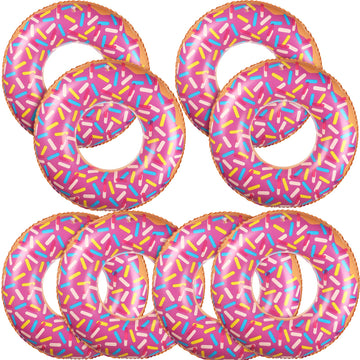 8 Pcs Kids Inflatable Donut 21.7 Inch Sprinkle Donut Pool Floats Doughnut Inflatable Swim Tube Swimming Ring Colorful Beach Part