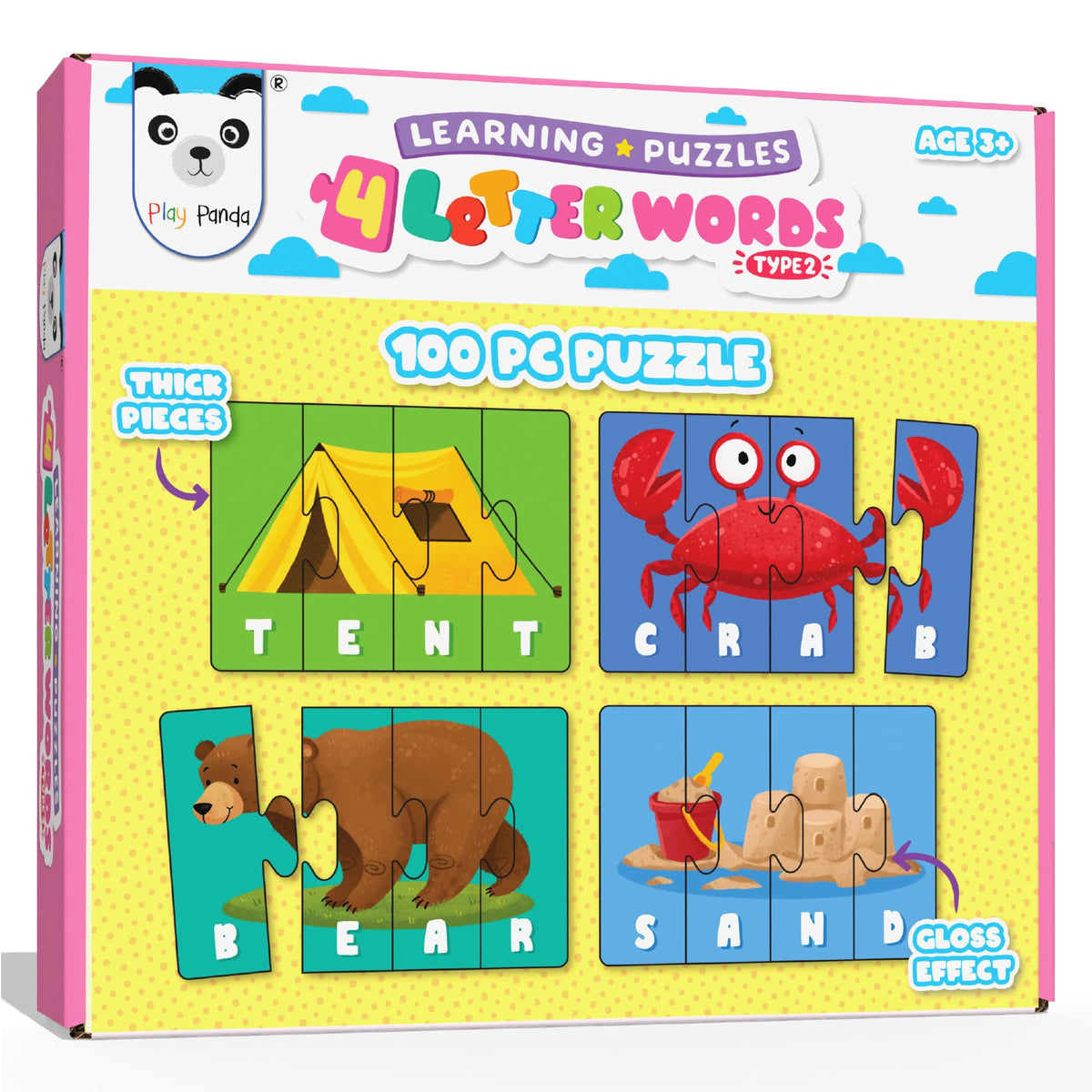 Play Panda 4 Letter Word Jigsaw Spelling Puzzle Game For 3+ Yrs Kids Learning