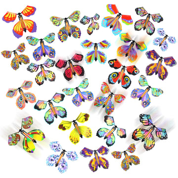 Lomimos 20Pcs Flying Butterfly, Magic Wind Up Butterfly Toy Gift For Kids Surprise Explosion Box Wedding Birthday Party Book Gre