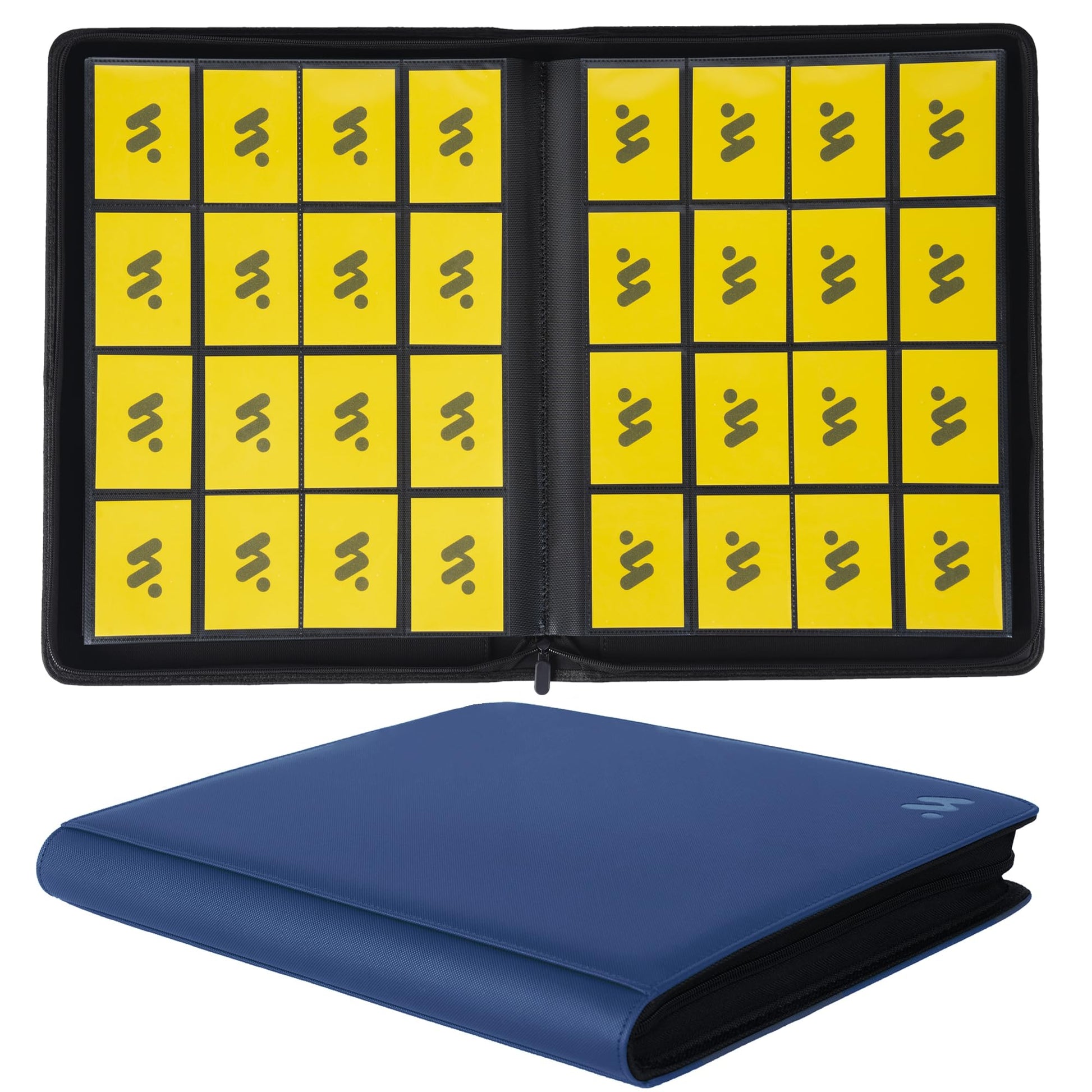 MORABTO enhanced 1000+ Pockets Card Binder 16 Pockets Trading Card Binder Ringless Side Loading Trading Card Album Folder for TCG -Blue