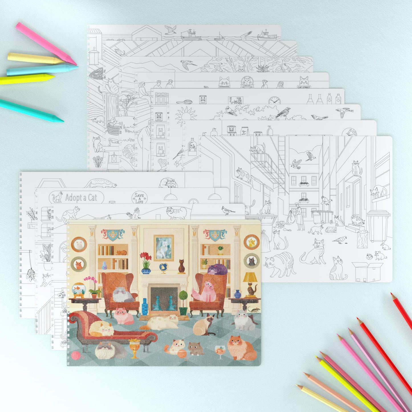 Cupkin Hello Cats Sticker Book Activity For Kids, Toddler Airplane Travel Essentials, 500+ Stickers For Kids 12 Scenes + Colorin