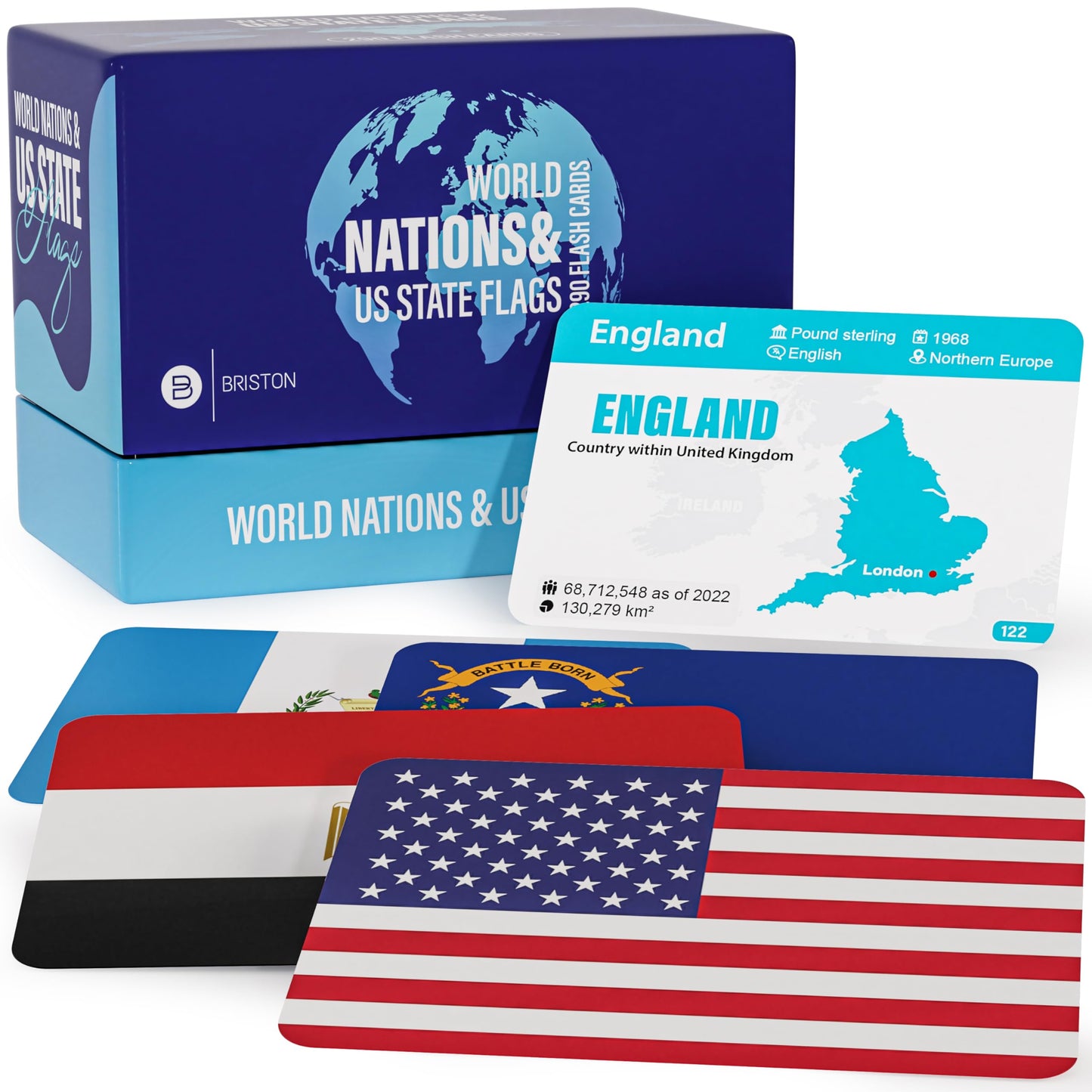 Countries Of The World Flashcards – 290 Country & Us States Complete With Capital, Continent, Flag & More – Educational Geography Flash Card Game Gift For Kids, Family & Adults [Updated August 2024]