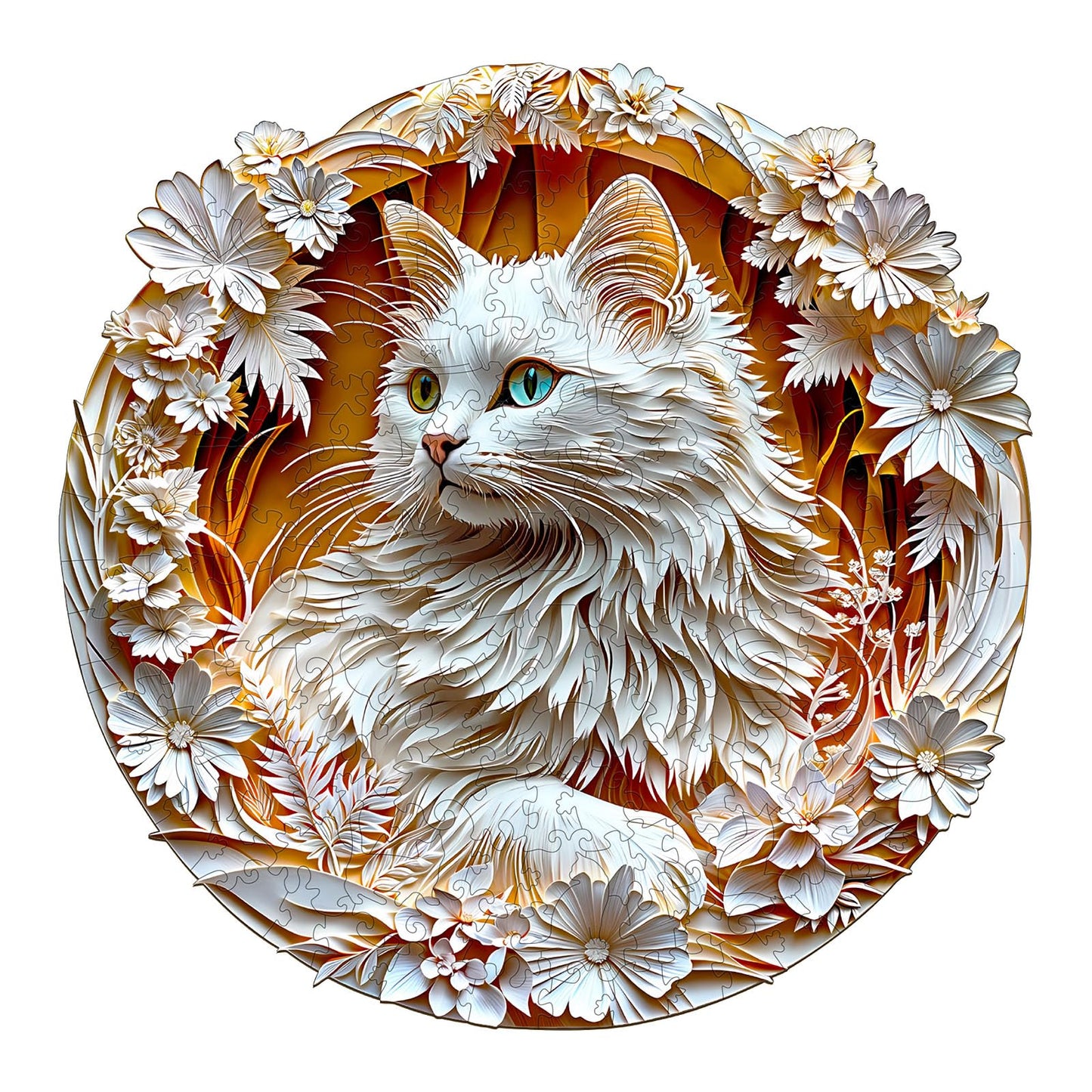 Jigfoxy Wooden Puzzle for Adults, 3D Cat Wooden Jigsaw Puzzles for Adults, Unique Animal Shape Wood Cut Puzzles for Family Frien