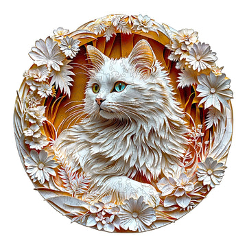 Jigfoxy Wooden Puzzle for Adults, 3D Cat Wooden Jigsaw Puzzles for Adults, Unique Animal Shape Wood Cut Puzzles for Family Frien