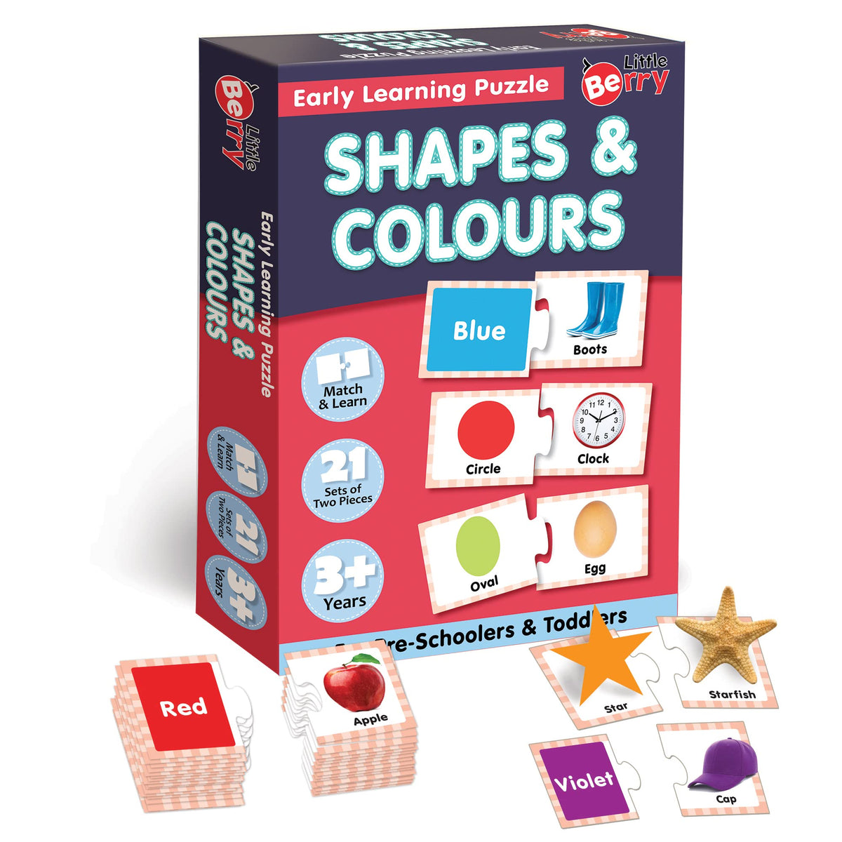 Little Berry Shapes & Colours Early Learning Puzzle For Kids | 42 Thick Puzzle Pcs, 21 SelfCorrecting 2Pc Jigsaw Puzzles | 4 I