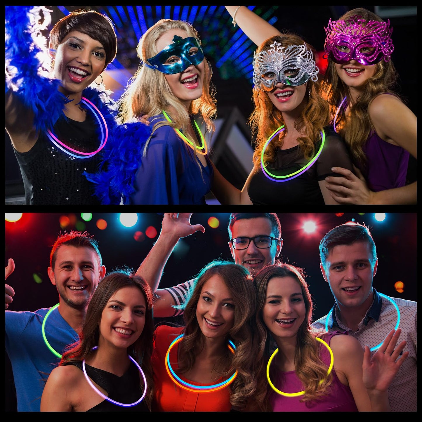 Deekin 400 Pcs 22 Inch Glow Necklaces Sticks Bulk Light Up With Connectors Party Neon Glow In The Dark For Carnival Birthday Fes