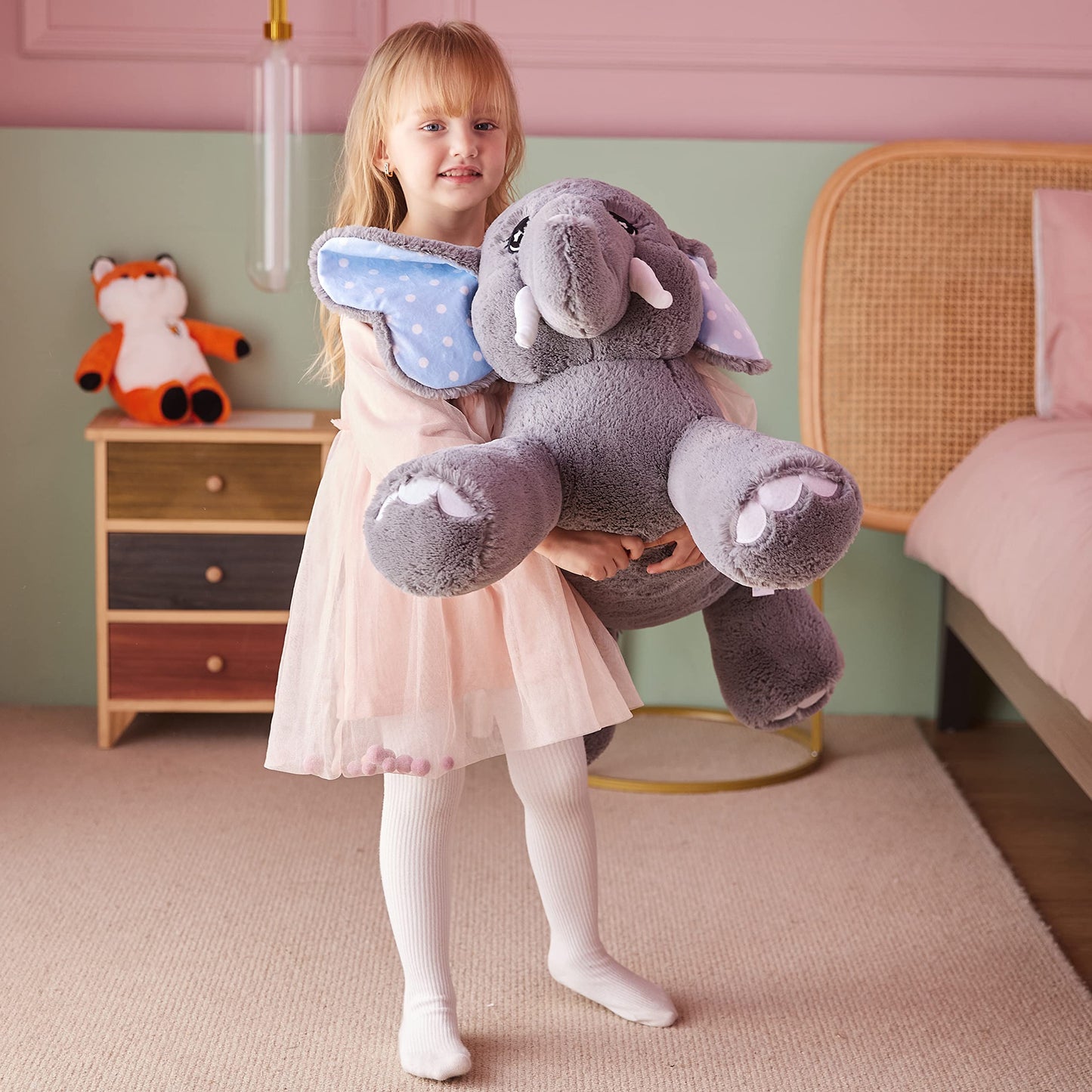 Ikasa Giant Elephant Stuffed Animal Plush Toy,29' Large Big Jumbo Soft Toys, Huge Size Cute Plushy Fluffy Fat Plushie,Gifts For Kids Girls