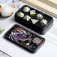 Silver Metal DND Dice, DNDND 7 PCS Heavy Flower Metallic D&D Dice Set with Grogeous Gift Case for Dungeons and Dragon Tabletop G